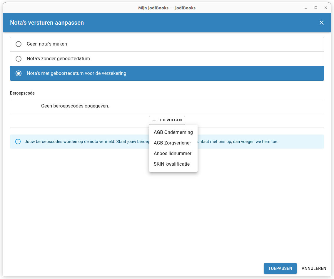 Nota&#39;s met geboortedatum inschakelen