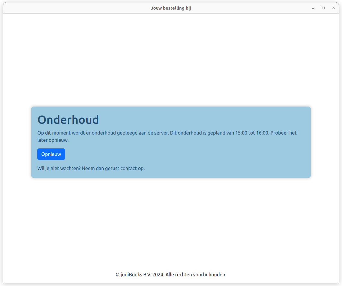 Webshop onderhoudsmelding