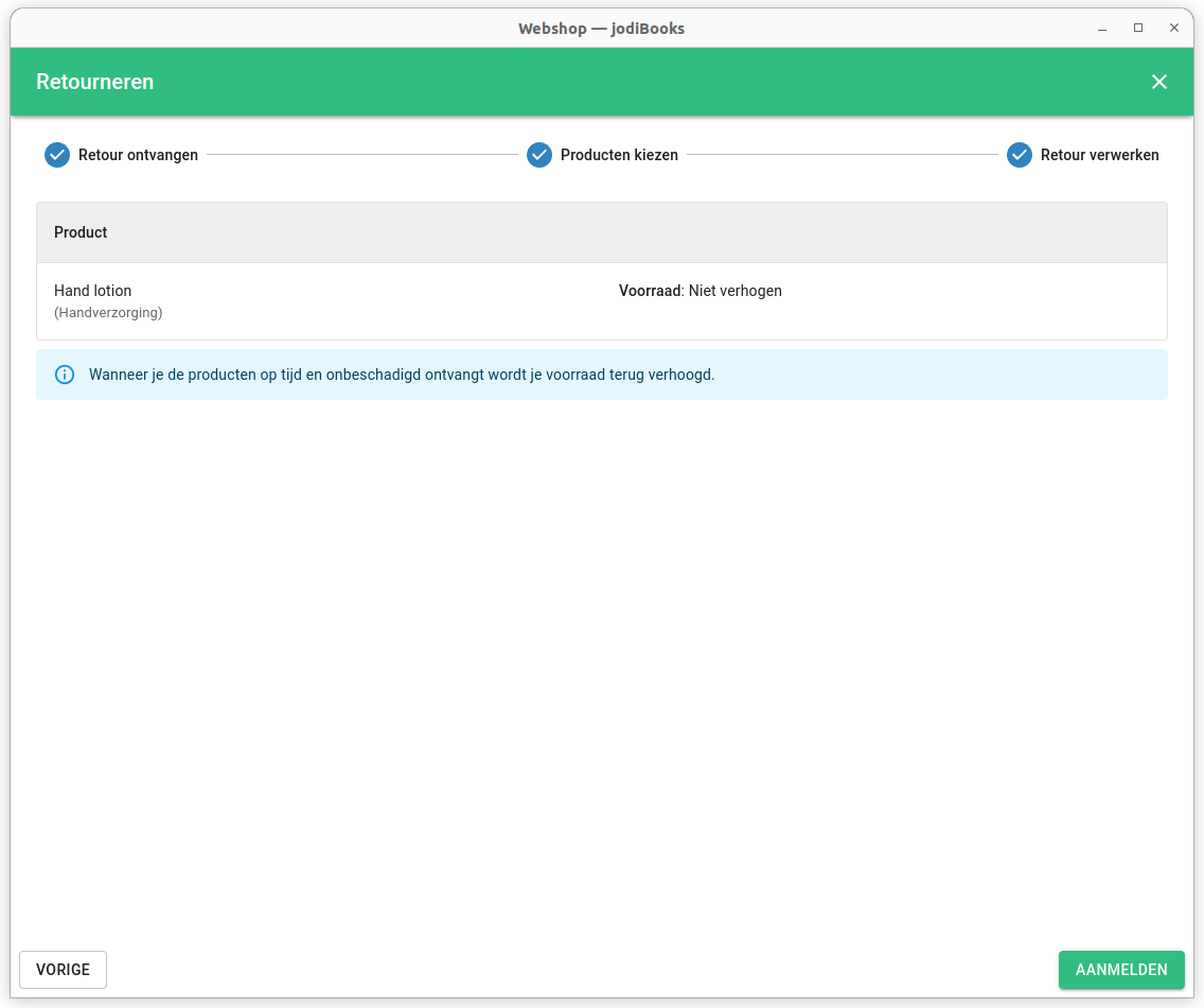 Producten retour ontvangen