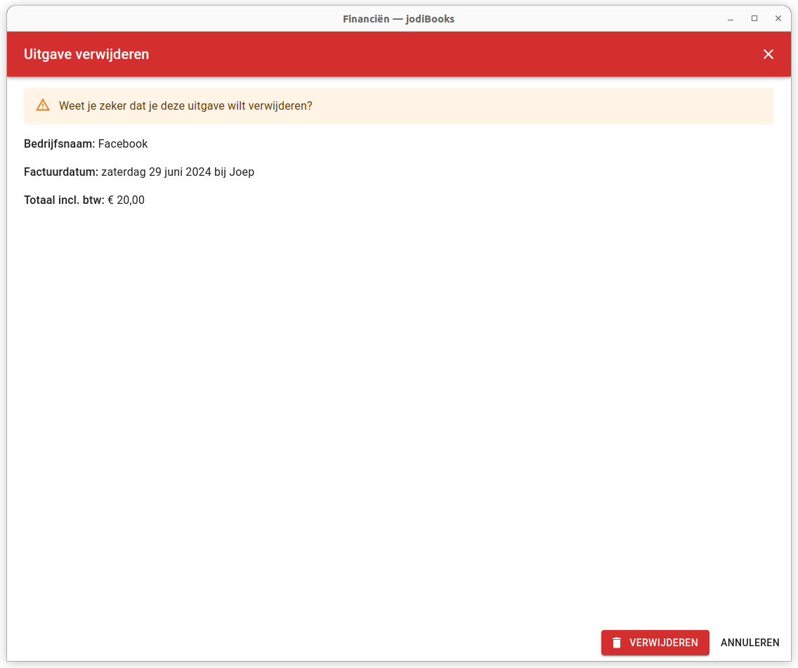 Uitgave verwijderen