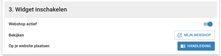 Webshop widget inschakelen
